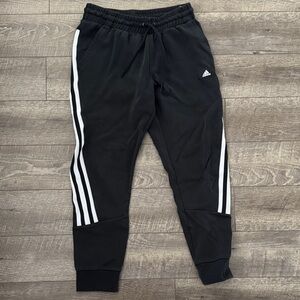 Adidas Men’s Black Joggers with White Stripes